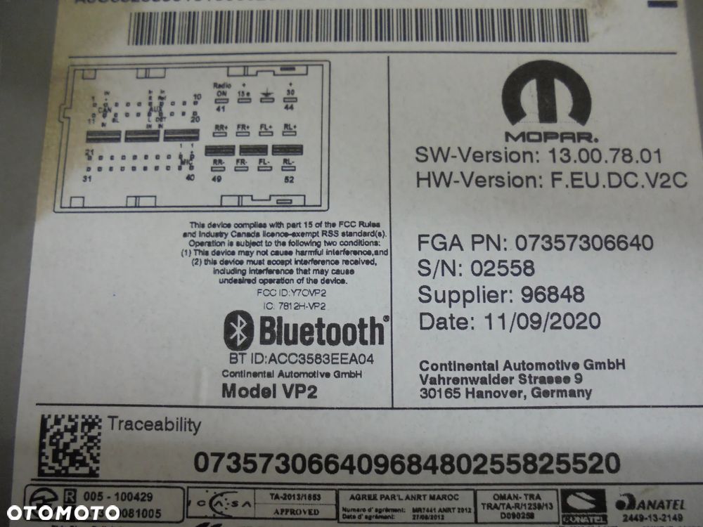7357306640 RADIO FIAT DUCATO 2012- DOTYKOWE - 2