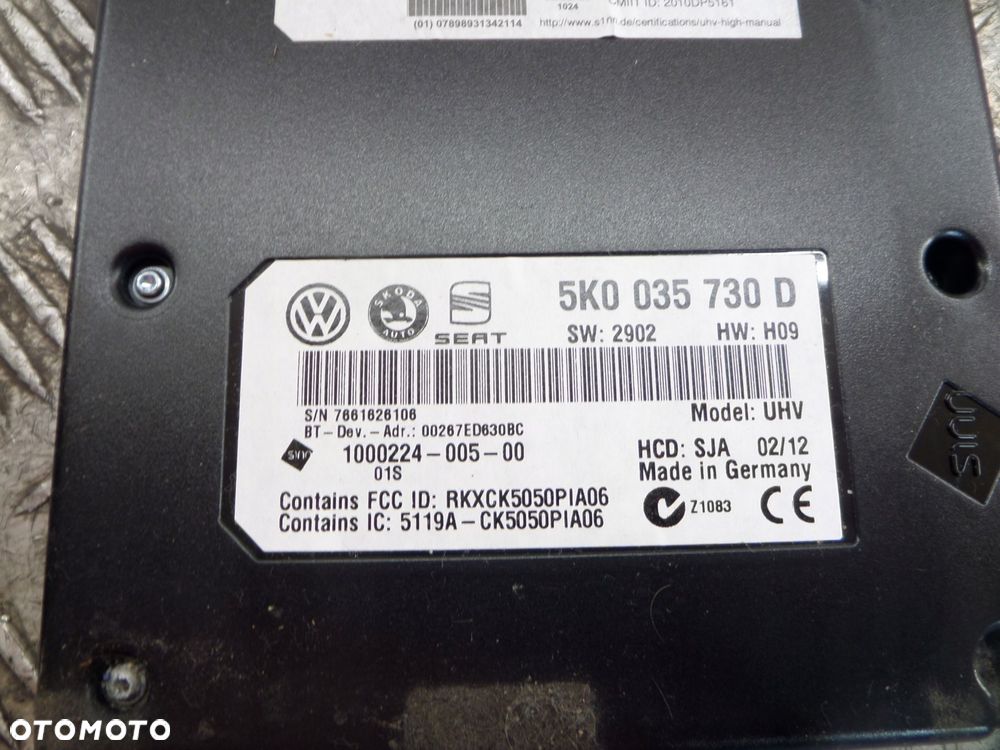 moduł bluetooth vw golf vi passat b7 cc 5k0035730d - 4