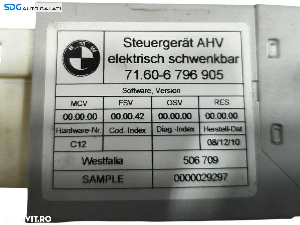 Unitate Modul Calculator Control Cui Carlig Remorcare Tractare BMW Seria 5 F10 F11 2011 - 2018 Cod 6796905 [LR1525] - 4