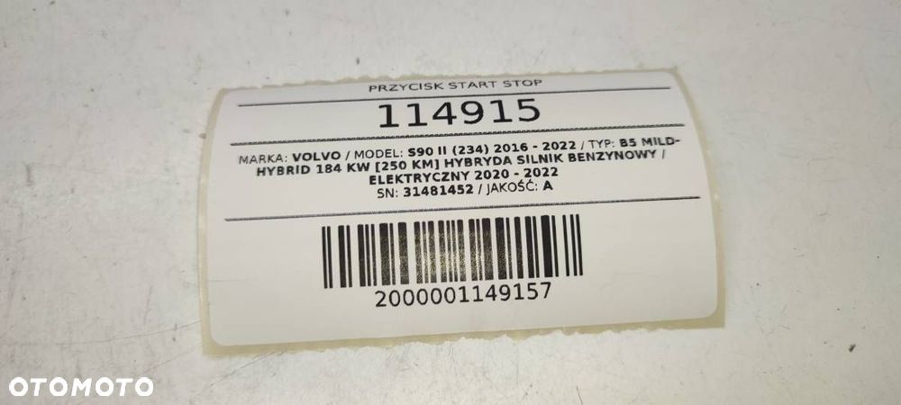 PRZYCISK START STOP RĘCZNY PANEL DEKOR VOLVO S90 II 31481452 - 6