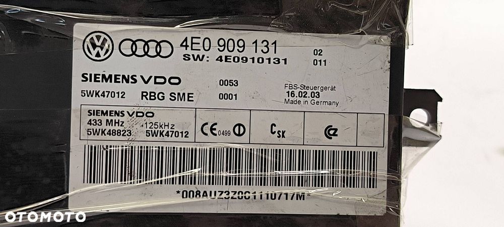 KOMPUTER AUDI A8 D3 4E0909131 - 4