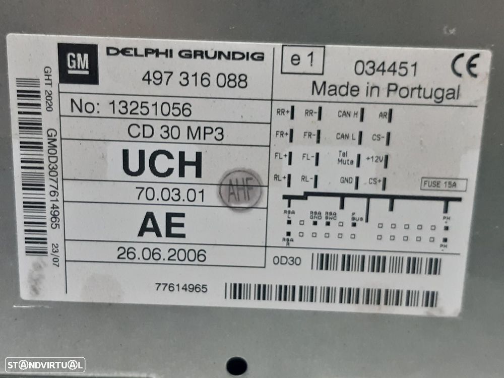 SISTEMA AUDIO / RADIO CD OPEL ZAFIRA B 2007 -13251056 - 1