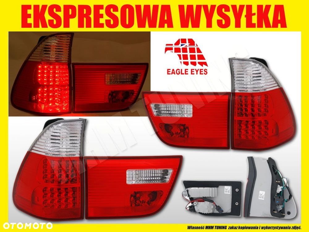 Lampy tyl ne 4sztuki kpl LED Tuning Lift look Red White BMW X5 E53 1999-200 - 2