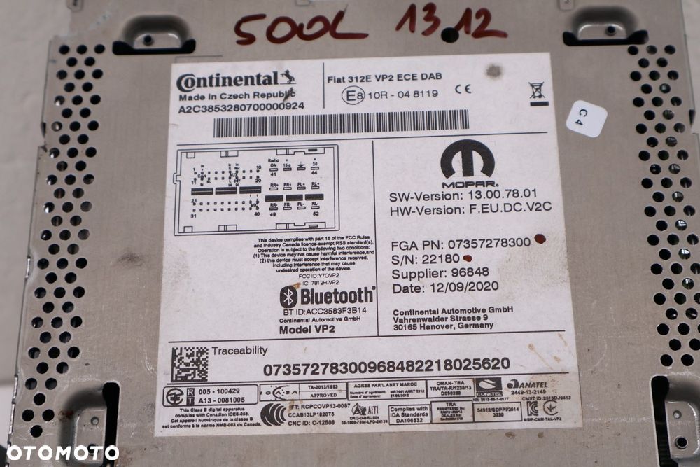 FIAT 500 RADIO EKRAN '07357278300 - 10
