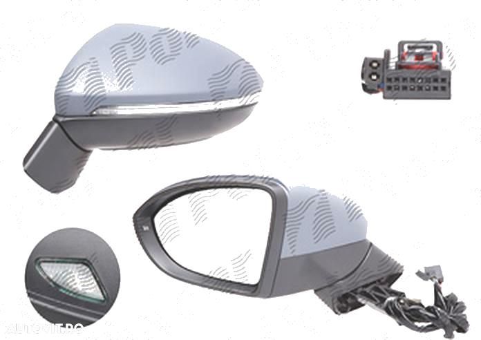 Oglinda exterioara VW Golf Sportsvan, 02.2014-, stanga/dreapta, reglare electrica; grunduit; incalzita; geam asferic; cromat; pliere electrica; 11 pini; baza oglinda negru, cu semnalizare; cu lampa perimet - 1