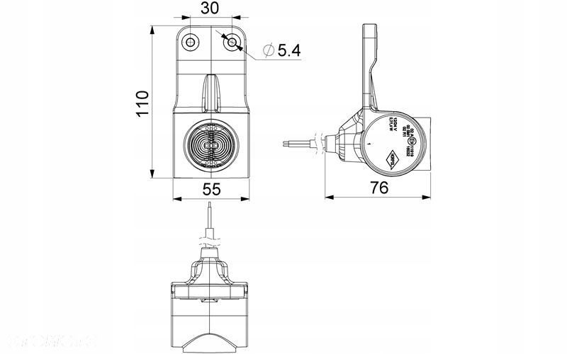 lampa obrysowa led na wieszaku z odbłyśnikiem 12/24v lewy - 4