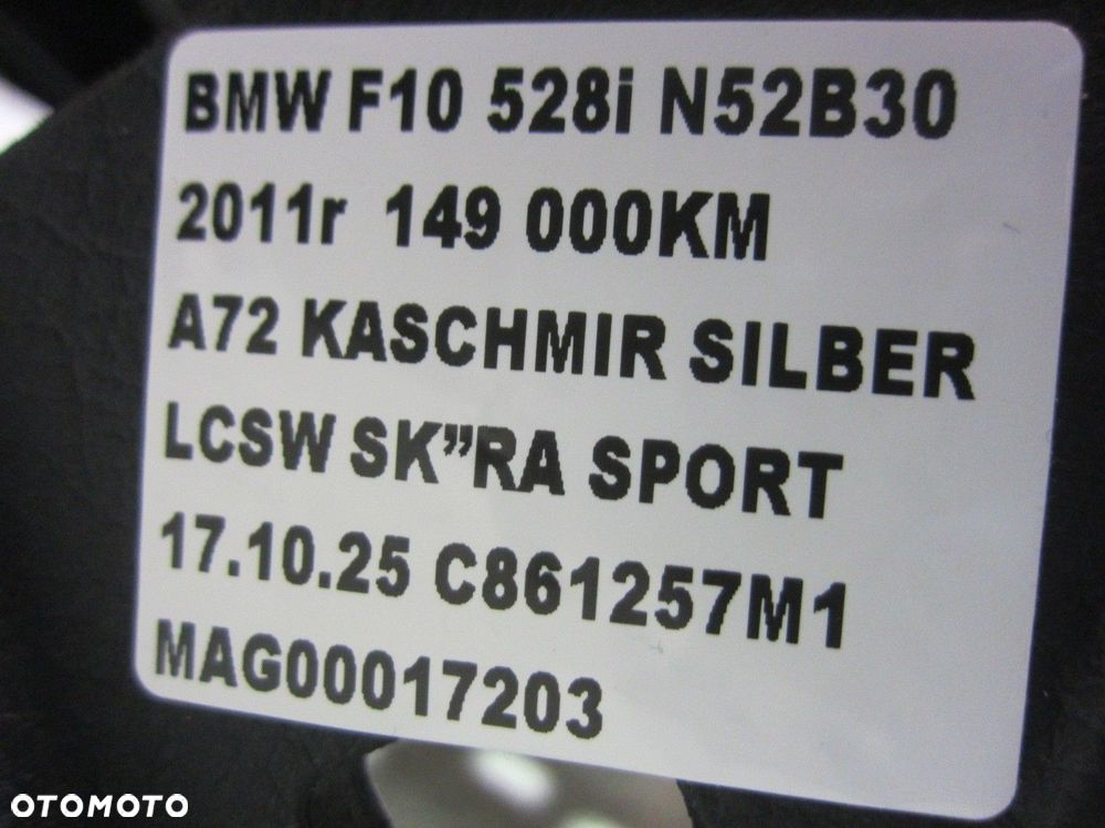 BMW 5 F10 DESKA ROZDZIELCZA KONSOLA PODUSZKA CZARNA 51459207381 9207381 EUR - 11