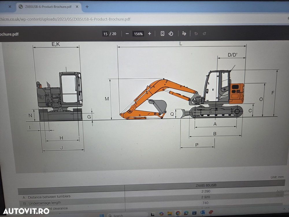 Hitachi ZX85, 9,3 TONE, 2023, 1.965h, CUPLA RAPIDA HIDRAULICA, cupe ingusta si lata NOI, cupa taluz neinclinabila NOUA, senile cauciuc PAD, LAMA NIVELARE, Instalatia picon pe brate, Aer cond, sistem antifurt, Ad sapare 5m,ridica 5t, CA NOU-PROMOTIE 64.900Eur - 12