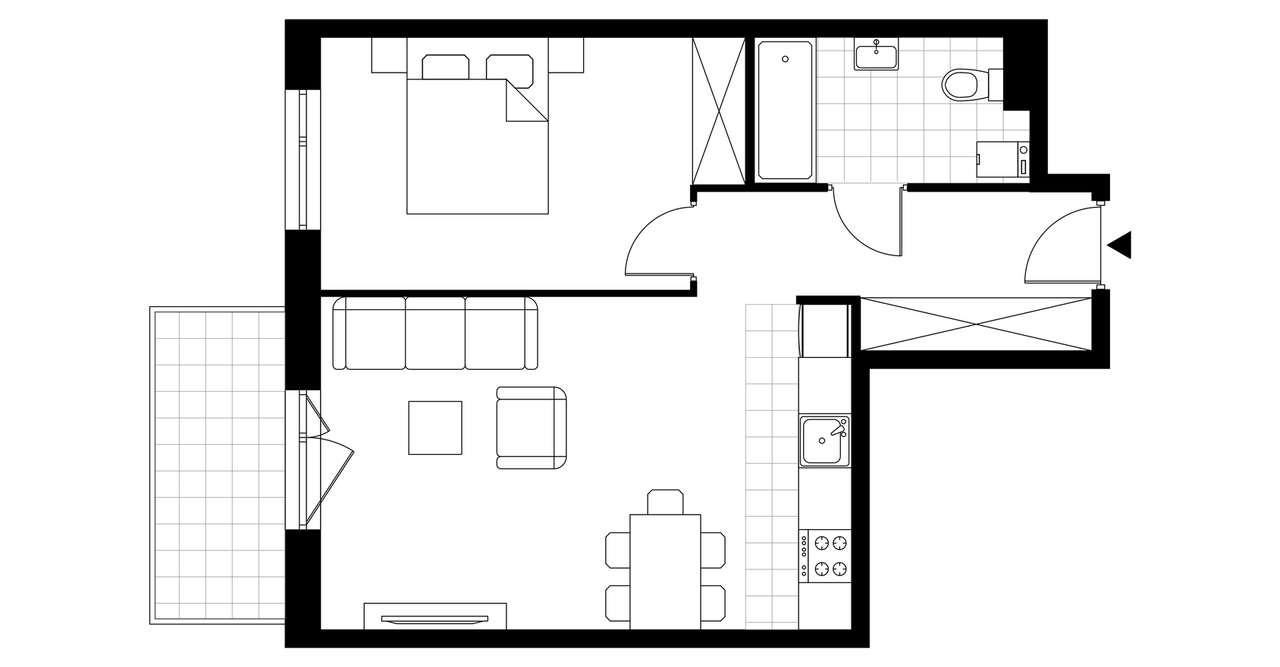 2-pokojowe mieszkanie 48m2 + balkon - Pełny obrazek: 3/14