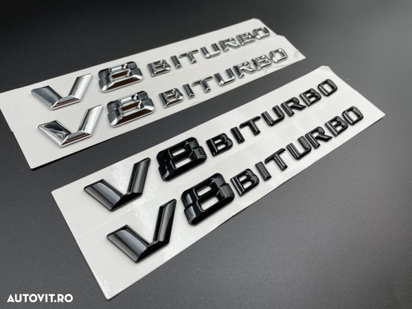 Set embleme Mercedes V8 Biturbo aripa Negru / Crom