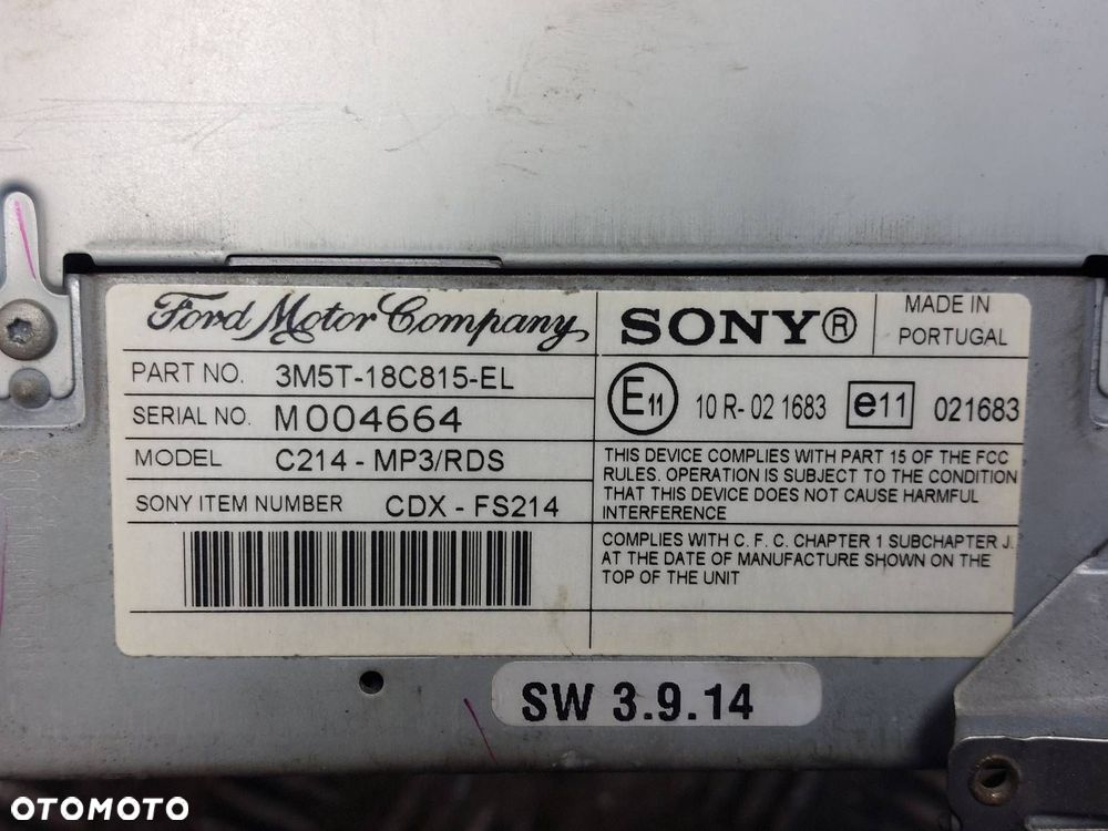 RADIO ODTWARZACZ FORD C-MAX I MK1 3M5T-18C815-EL SONY C214 - 3