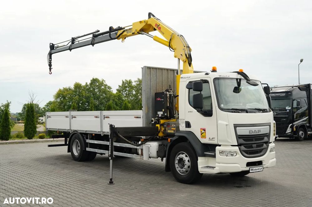 DAF LF 250 / 4X2 / LIVRARE - 7.3 + HDS HYVA HB 150X -E3 / RADIOCOMANDĂ / ROTATOARE / MAX. CAPACITATE DE RIDICARE: 5200 KG / EURO 6 - 7