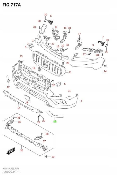 SUZUKI S-CROSS 2016 - LISTWA ZDERZAKA CZARNA LEWA - 3