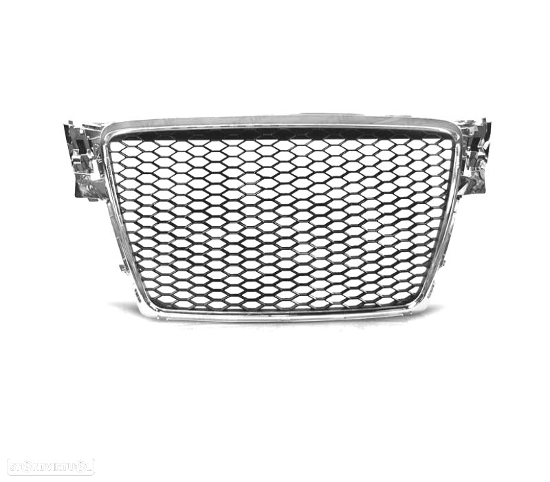 GRELHA FRONTAL PARA AUDI A4 B8 08-11 LOOK RS FRISO CROMADO - 3