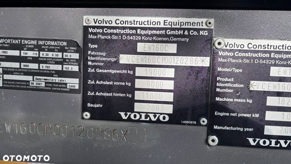 Volvo EW160C 8580 mtg 3 łyżki z Niemiec - 10