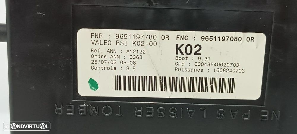 CAIXA DE RELÉS/ FUSÍVEIS PEUGEOT 307 (S1) XN - 4