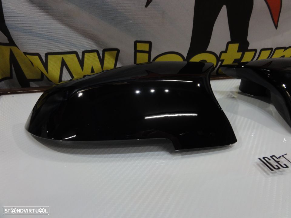 Capas, carcaça espelhos M4 look preto brilhante BMW F10 F11 F18 F07 (GT 5GT) F06 F12 F13 F01 F02 - 2