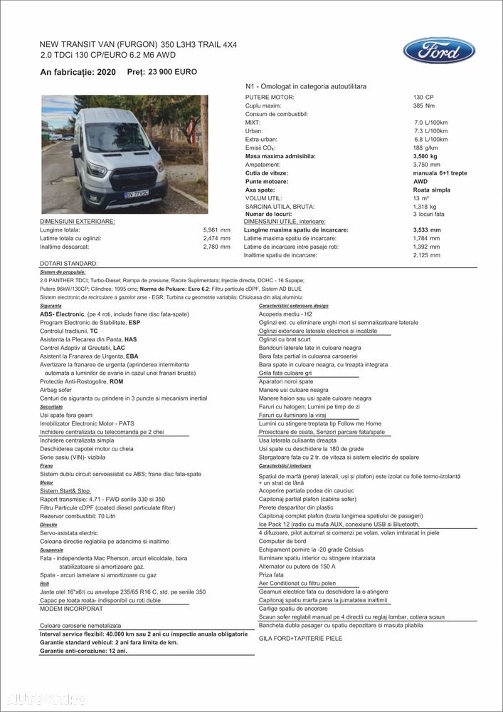 Ford New Transit Van 350L3H3 Trail 4x 4 - 2