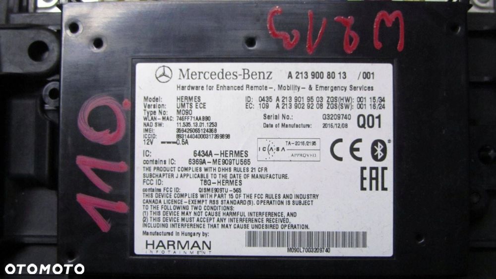 MERCEDES W213 NAWIGACJA MODUŁ A2139006216 16- - 2
