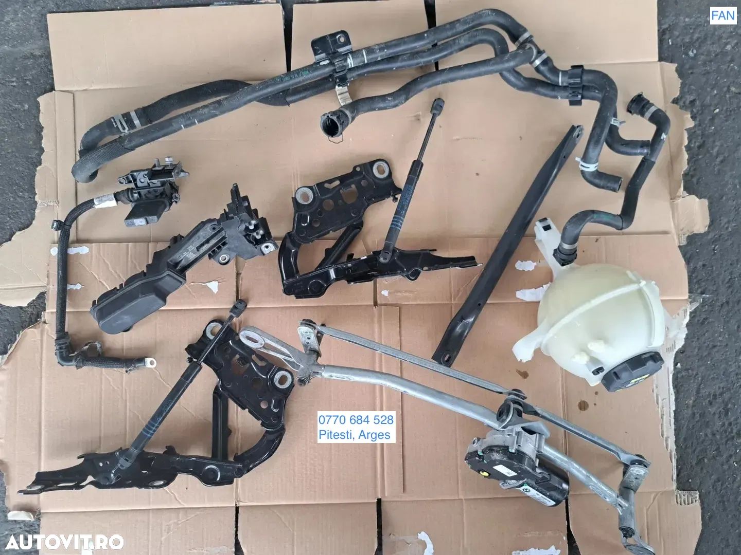 Ansamblu motoras stergatoare amortizor balama capota punte borna plus vas expansiune furtun lichid racire originale bmw G30 G11 G12 G14 - 1