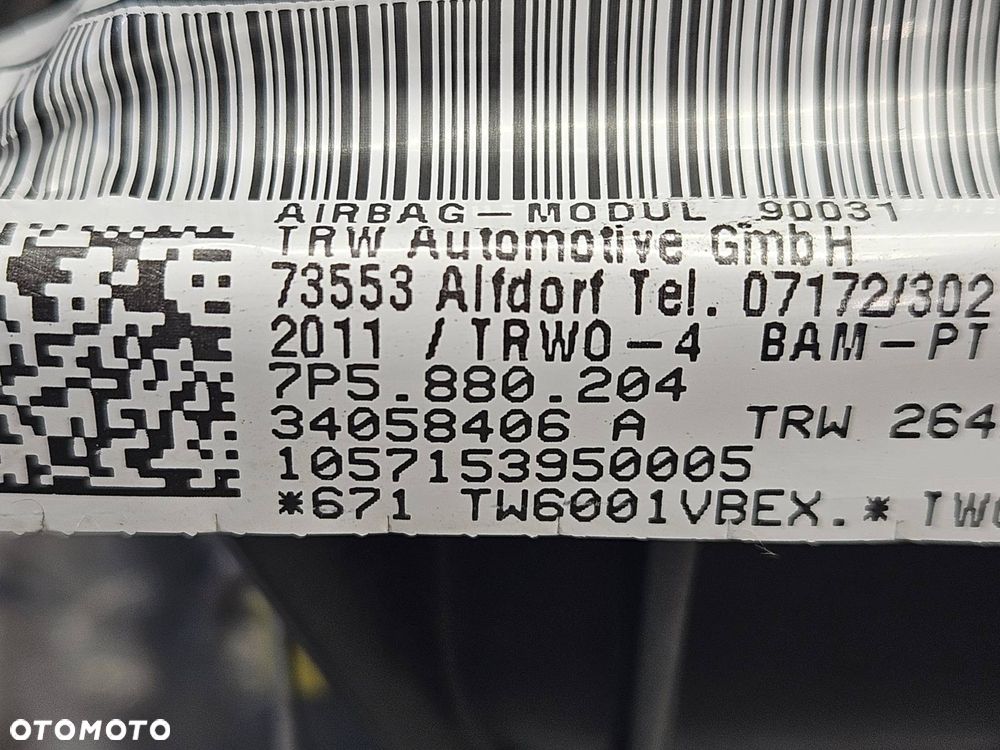 PORSCHE CAYENNE II 10-17R PODUSZKA AIR BAG PASAZERA ORYGINAL 7P5880204 - 3