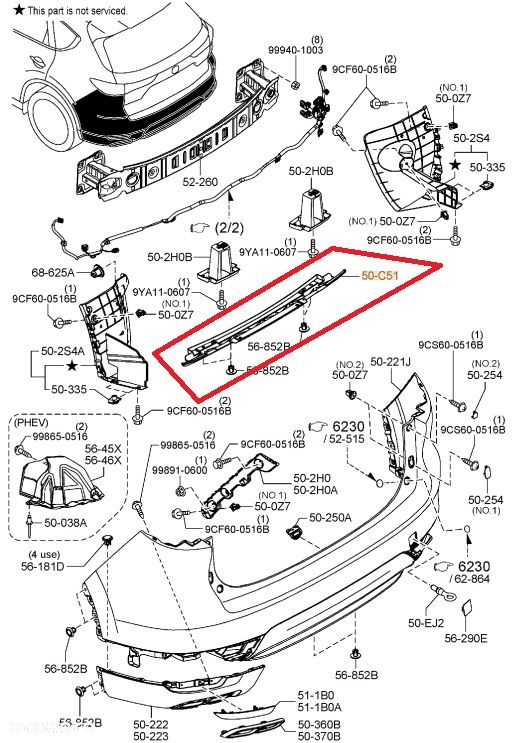 MAZDA CX60 CX-60 CX-80 CX80 Osłona tylna tył plastik wzmocnienie na tylny pas KBB3502P1A NOWY ORYGINAŁ - 4