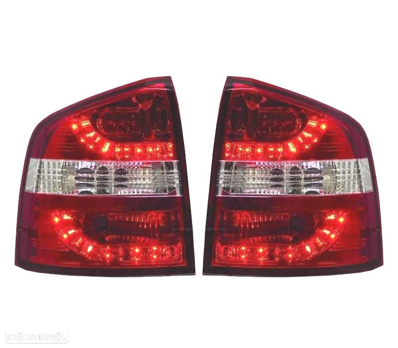 FAROLINS TRASEIROS LED SKODA OCTAVIA KOMBI 05-13 VERMELHO BRANCO - 1