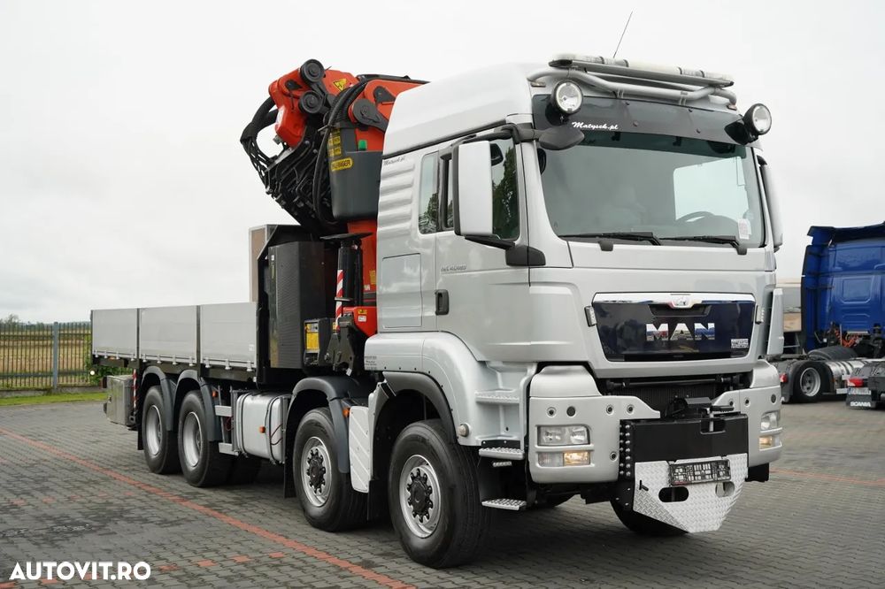 MAN TGS 41.480 / 8X6 / CUTIE + HDS PALFINGER PK 92002-SH F + FLY JIB 170 E / REACH 34 M / ÎNCĂRCARE MAX. 26.000 KG / RADIOCOMANDĂ / 5 SUPORTURI / 7 FUNCȚII / FULL SERVICE MAN / FULLINGER - 7