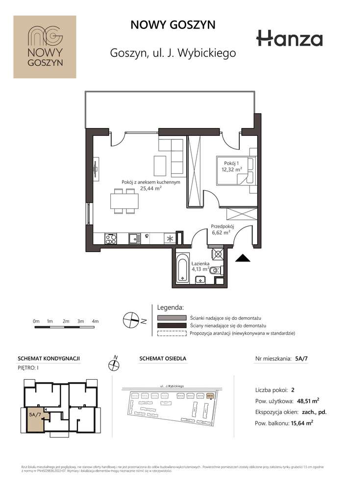2-pokojowe mieszkanie 48m2 + balkon - Pełny obrazek: 2/12