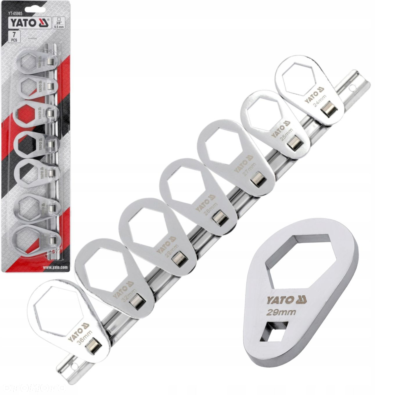 YATO ZESTAW KLUCZY OCZKOWYCH 3/8" 24-36mm DO FILTRÓW OLEJU 7el YT-05985 - 6