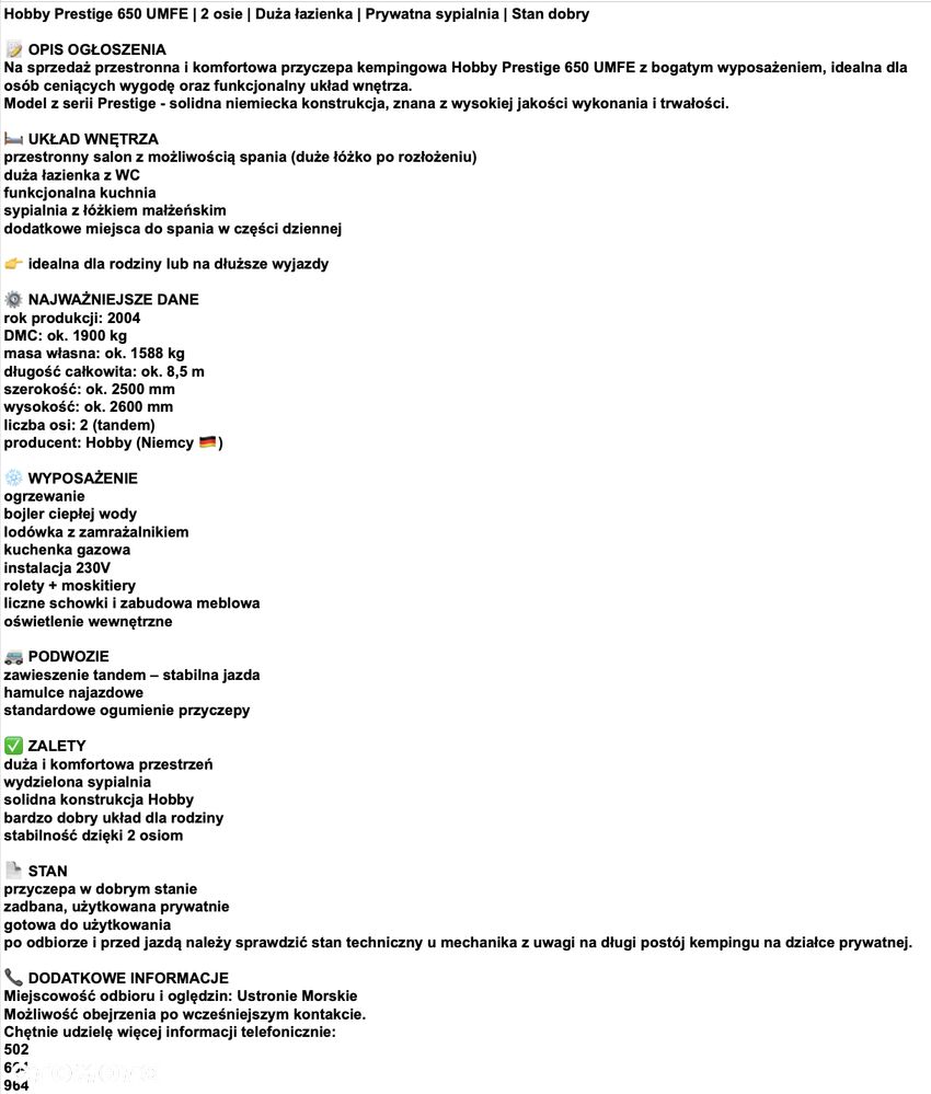 Hobby PRESTIGE 650 UMFE - 2