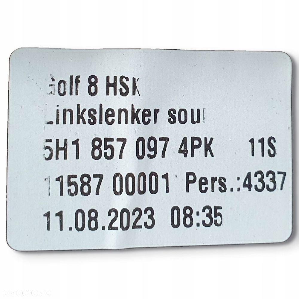 SCHOWEK PASAŻERA Vw Golf VIII 5H1857097 4PK - 4
