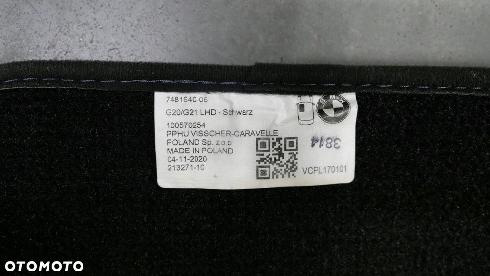 bmw g20 g21 dywaniki welurowe oryginalne komplet schwarz 7481640 - 9