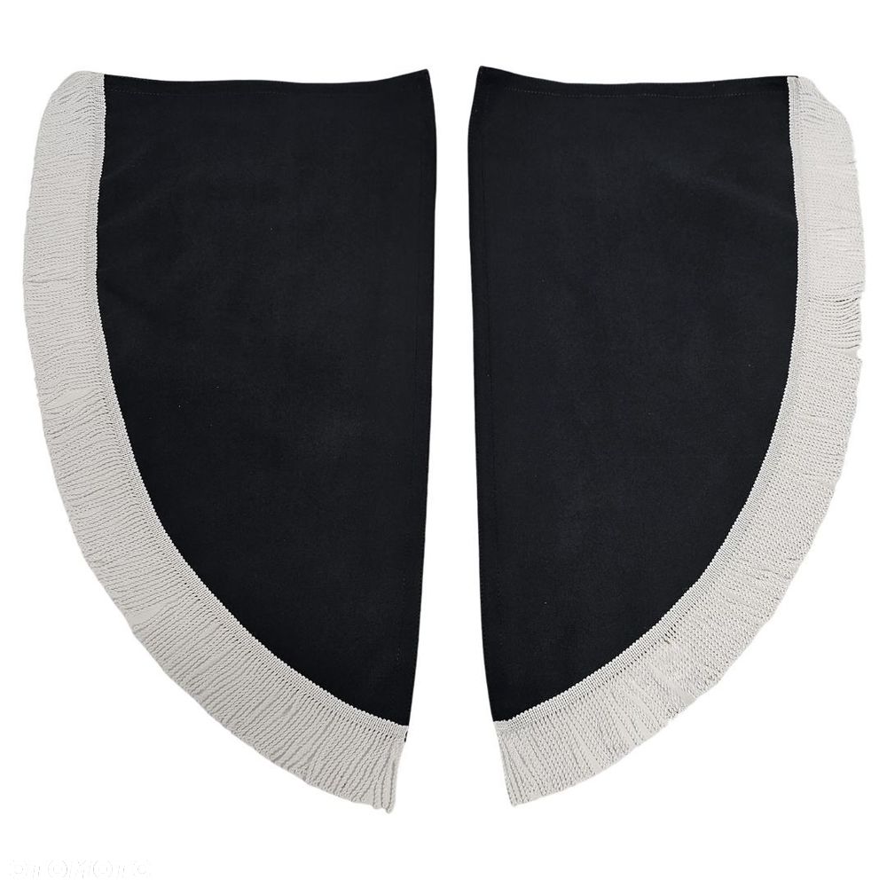 ZASŁONY BOCZNE SKOSY TIR BUS -materiał : WELUR - Czarny + Frędzle Białe - 1