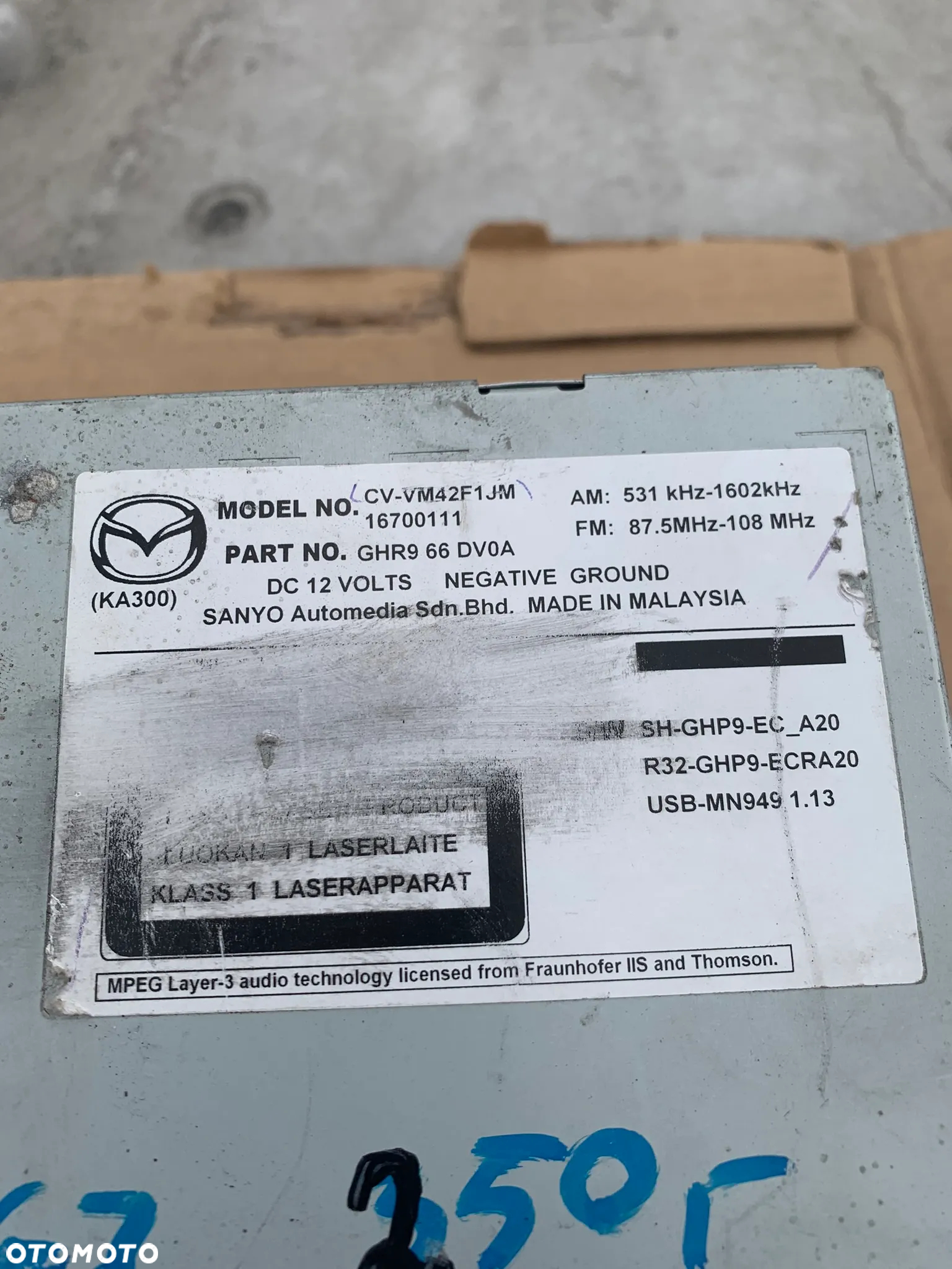 Radio MAZDA 6 Kombi GJ GL 2013 GHR9-66-DV0A - 5