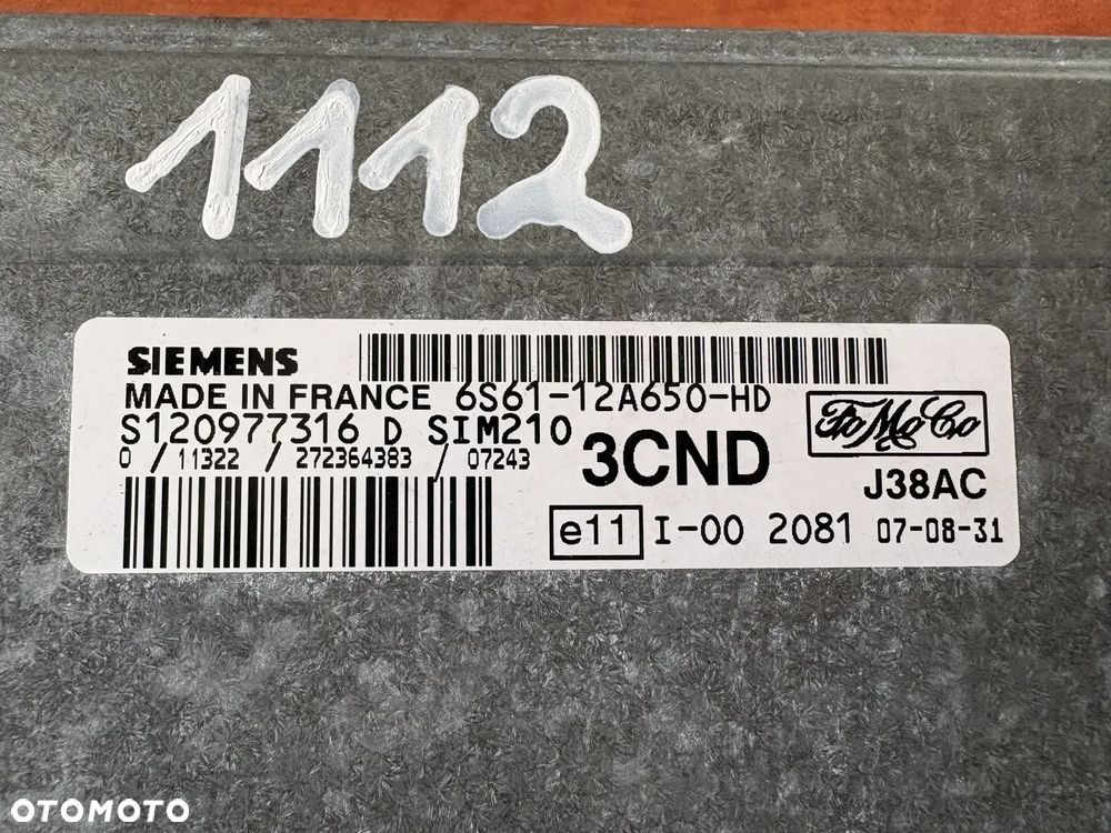FORD MAZDA STEROWNIK KOMPUTER ECU SILNIKA S120977316 6S6112A650HD 3CMD J38AC - 3