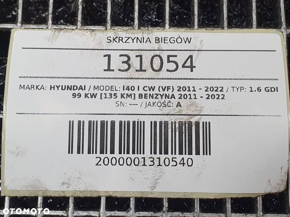 SKRZYNIA BIEGÓW MANUALNA HYUNDAI I40 I 1.6 GDI 135KM TZ57CU ORYGINAŁ - 11
