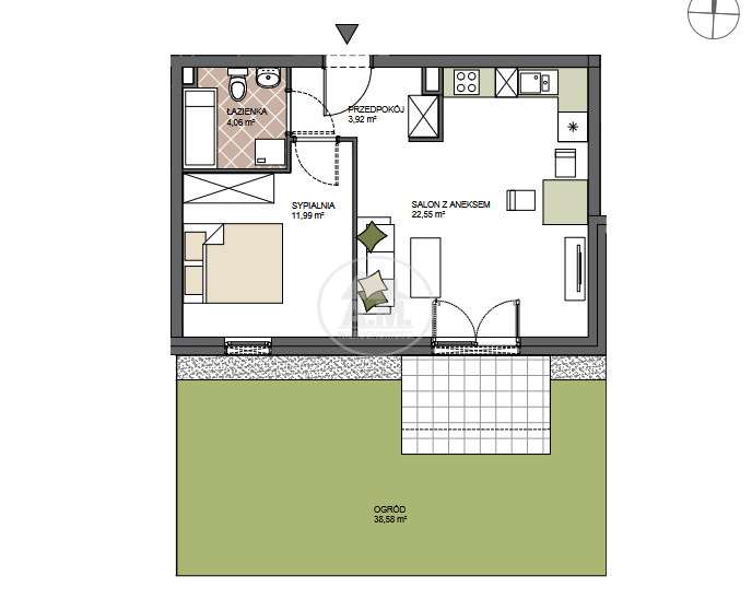 Mieszkanie na sprzedaż, 2 pokoje, 43 m², Święta Katarzyna
