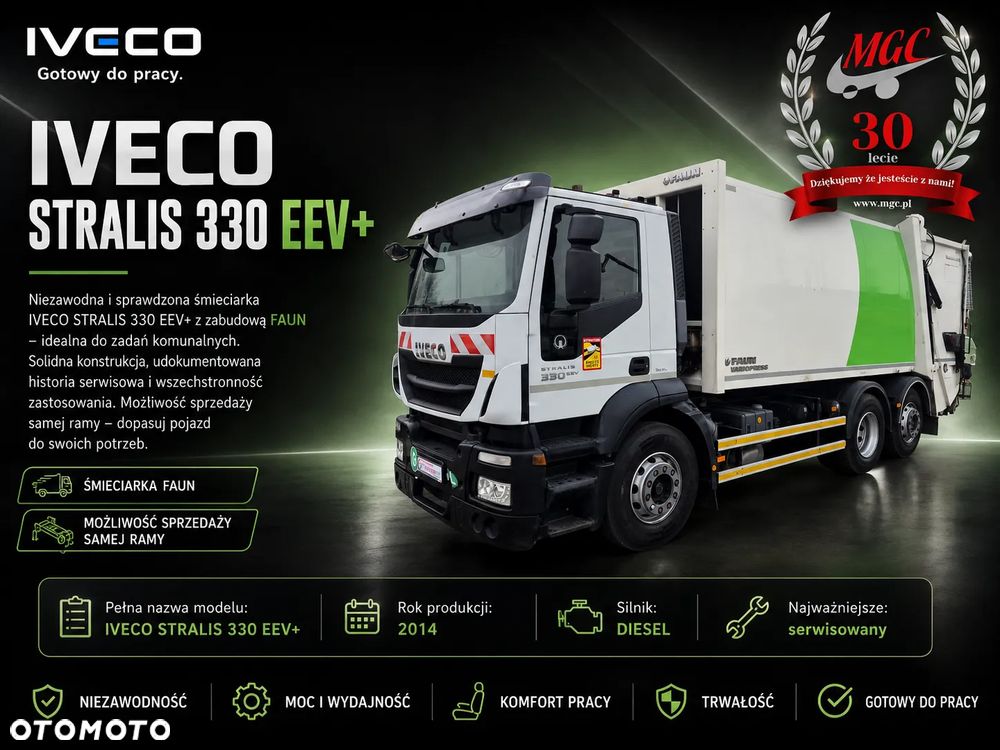Iveco Stralis 330 EEV+ / FAUN VARIOPRESS 11 / PO SERWISIE / 1WŁ / BEZWYPADKOWY / MOCNA SKRZYNIA / MOŻLIWOŚĆ SAMEJ RAMY - 2