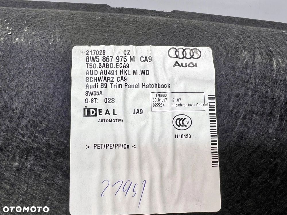 TAPICERKA KLAPY TYL AUDI A4 B9 SEDAN 8W5867975M CA9 - 5