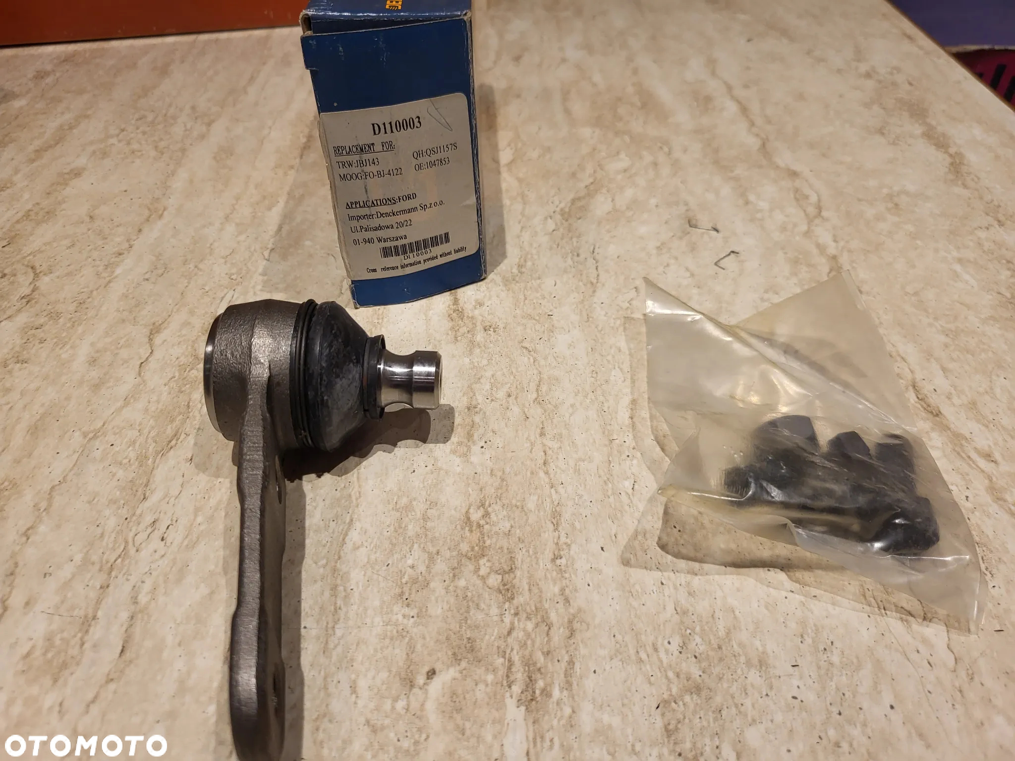 Sworzeń wahacza przód L/P  dół przód średnica stożka 17mm, z nakrętką  FORD ESCORT V, ESCORT V EXPRESS, ESCORT VI, ESCORT VI/KOMBI, FIESTA III, FIESTA/HATCHBACK 1.0-2.0 01.89-06.01 - 2