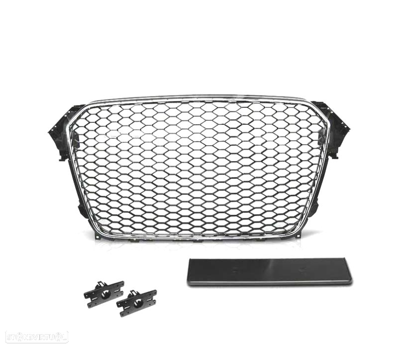 GRELHA FRONTAL AUDI A4 B8 11-15 CROMADA PRETO LOOK RS - 3