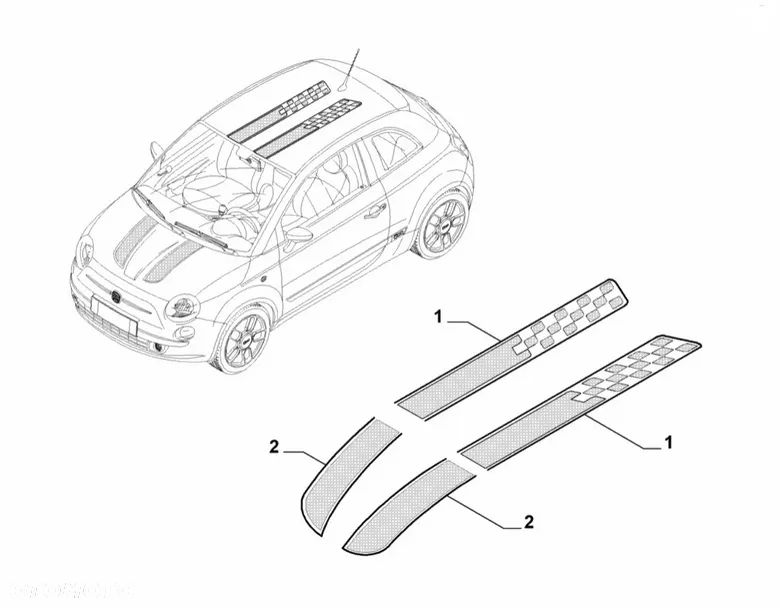 NAKLEJKI NA MASKĘ I DACH FIAT 500 ORYGINAŁ TUNNING - 1