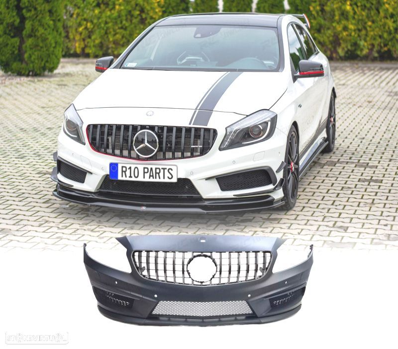 PARA-CHOQUES FRONTAL MERCEDES W176 A45 12-15 LOOK AMG + GRELHA COM SENSORES - 1