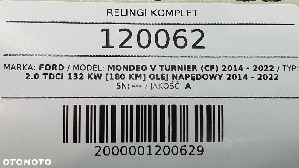 RELINGI DACHOWE KOMPLET LEWY PRAWY FORD MONDEO MK5 V KOMBI - 10