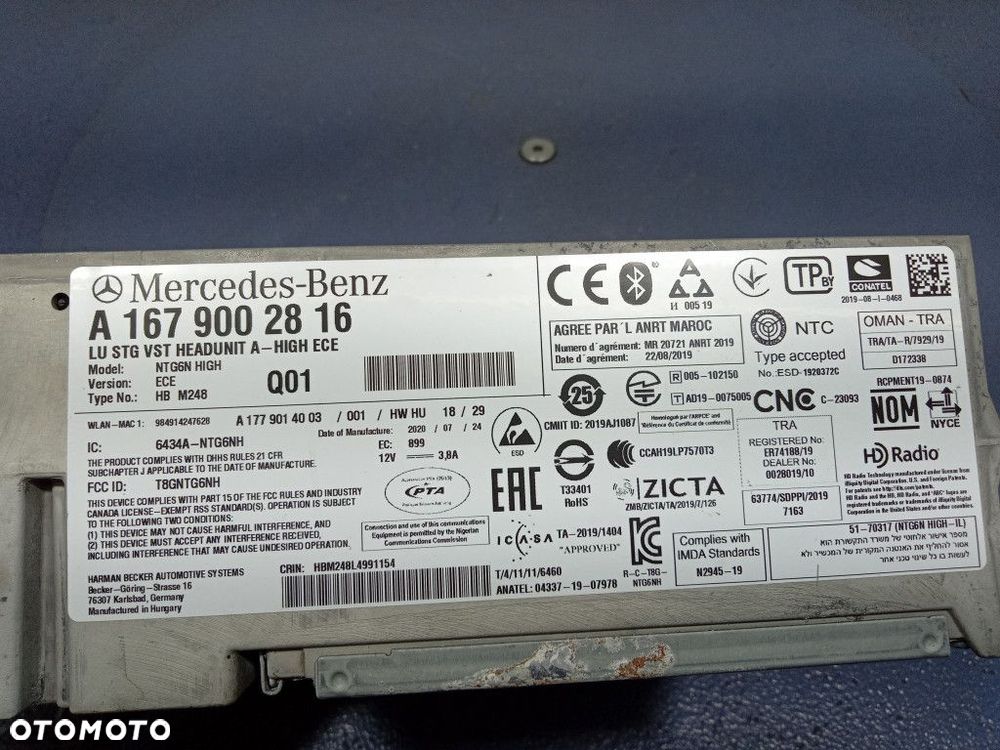 MERCEDES GLE GLS W167 RADIO NAWIGACJA HEADUNIT NTG6 HIGH A1679002816 - 9