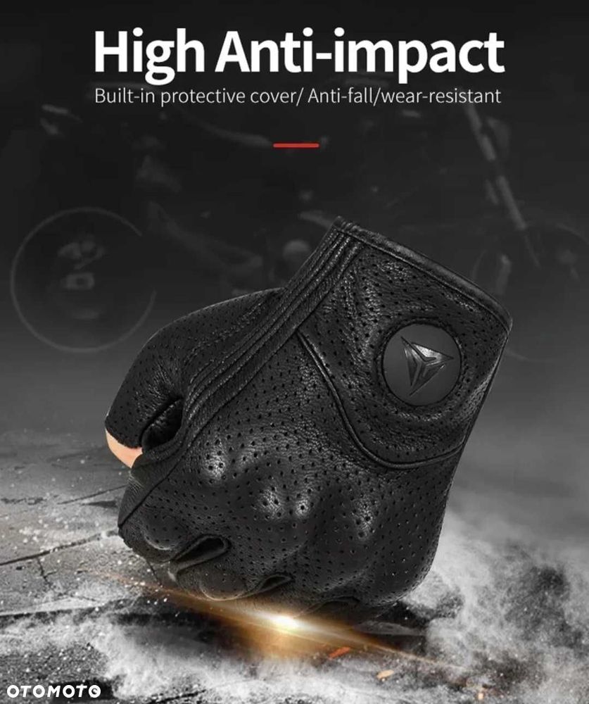 Rękawice skórzane bez palcy motocyklowe - 4