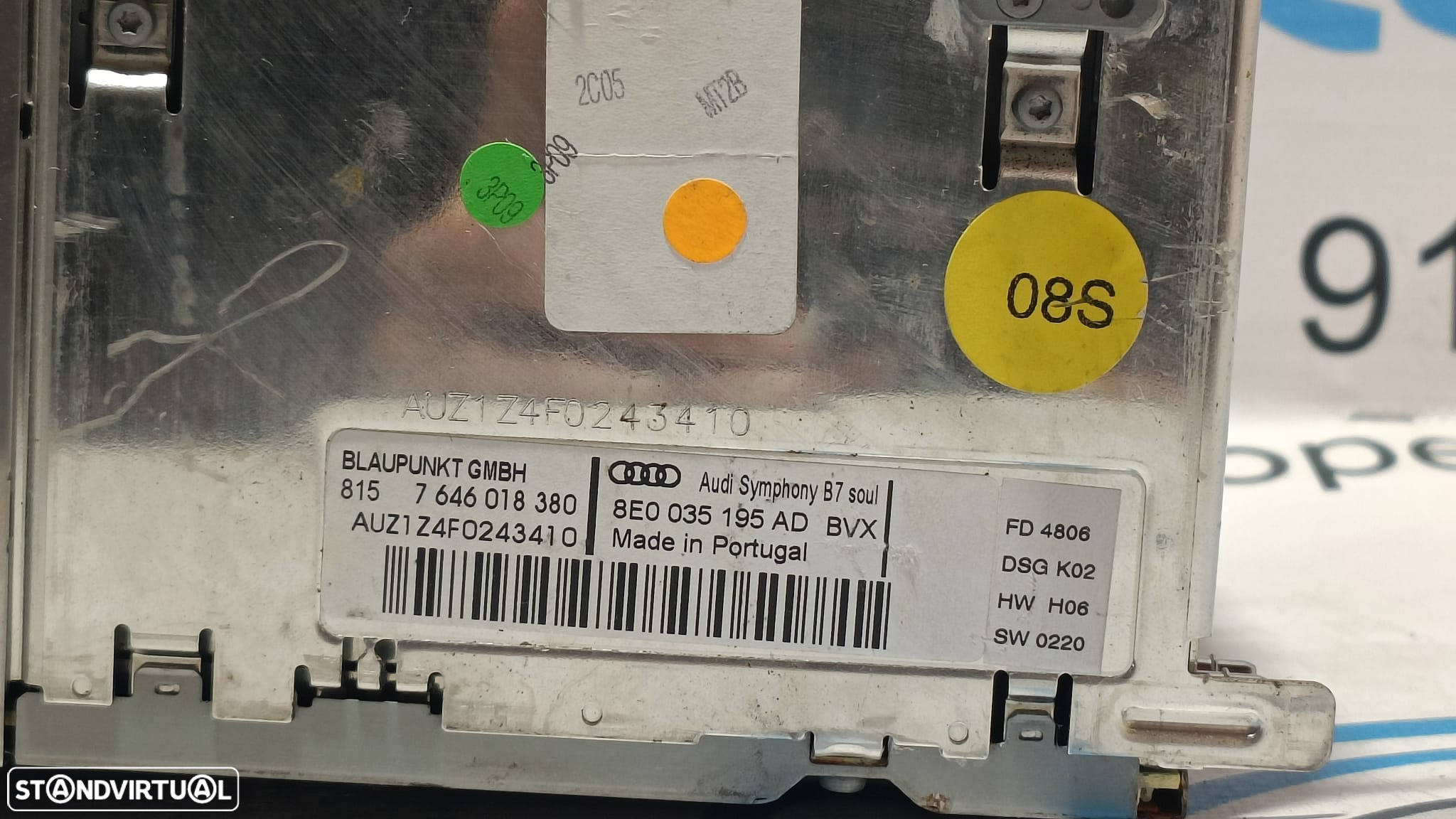 RADIO AUTORADIO LEITOR CD SYMPHONY AUDI A4 B7 B6 8E0035195AD 8E0035195 7646018380 BLAUPUNKT DISPLAY COMANDOS COMUTADOR PAINEL CONTROLO COMUNICAÇÃO - 5