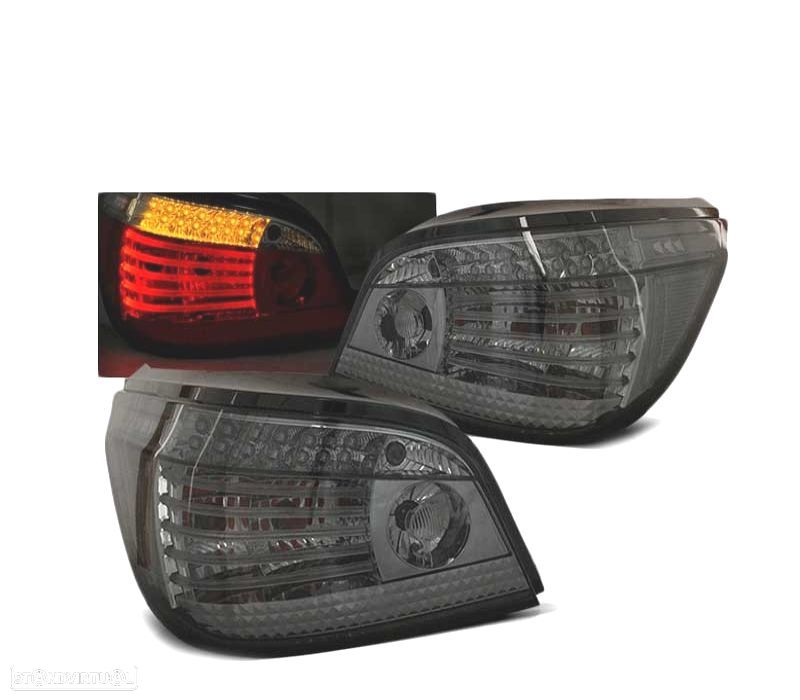 FAROLINS TRASEIROS BMW E60 LCI 07-10 DINÂMICAS COM INTERMITENTE LED FUMADO - 1