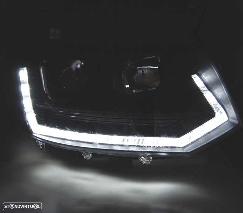FARÓIS VOLKSWAGEN VW MULTIVAN CARAVELLE T5 10-15 LOOK T6 DRL LED PRETO - 4